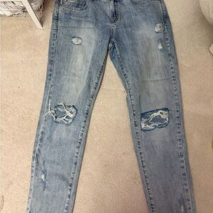 Garage Light Blue Distressed Skinny Jeans